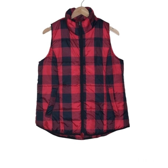 new directions Jackets & Blazers - New Directions Womens Size XL Zip Front Vest Buffalo Plaid Check Lined Pockets